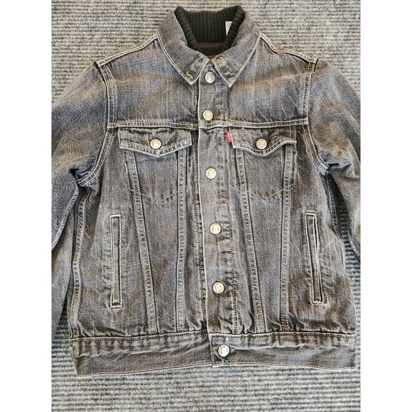 Vintage Levis Youth M Trucker Jacket Knit Collar & Cuffs - Picture 3 of 11